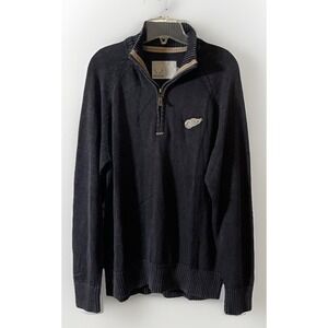 NHL Detroit Red Wings Black‎ Knit 1/4 Zip Pullover Sweater Men's Size Small NWT